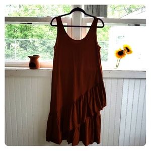 Dress sail, burnt orange dress, ruffled dress